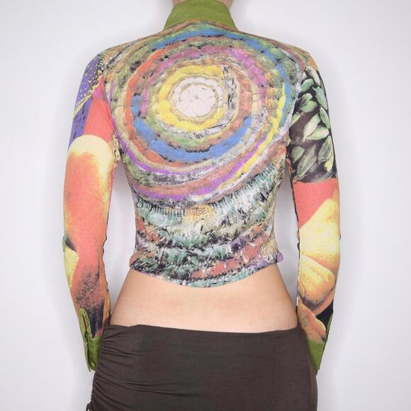 Y2K Italian Colorful Graphic Print Blouse (S/M) - Picture 2 of 5